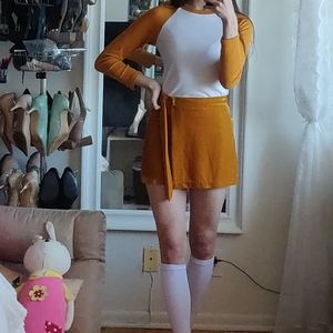 Yellow Velvet Stretch Miniskirt